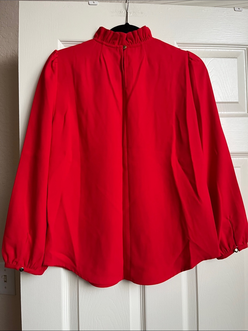 NWT J. Crew Red Ruffle-Neck Blouse - Picture 10 of 11